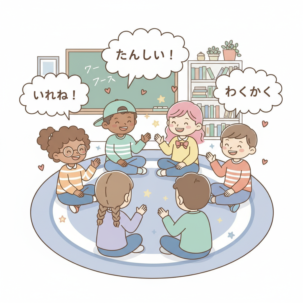 Nhóm học viên ngồi vòng tròn luyện nói