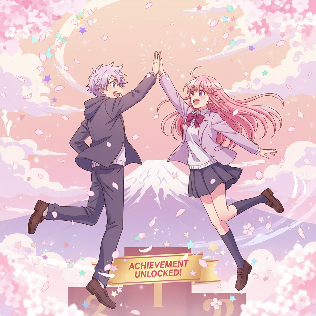 Hai bạn high-five ăn mừng thành tích